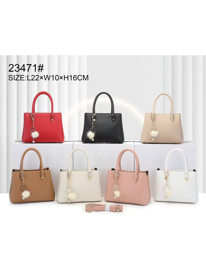 Mini bolso tote con colgante pompón