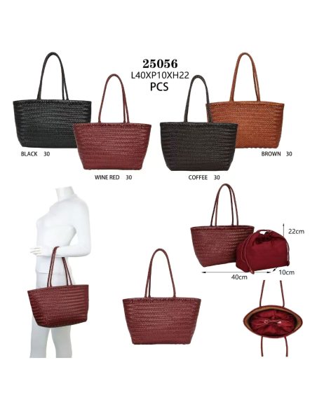 Bolso shopper trenzado piel con bolsa interior