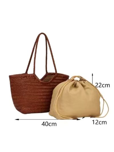 Bolso de hombro trenzado piel con bolsa interior