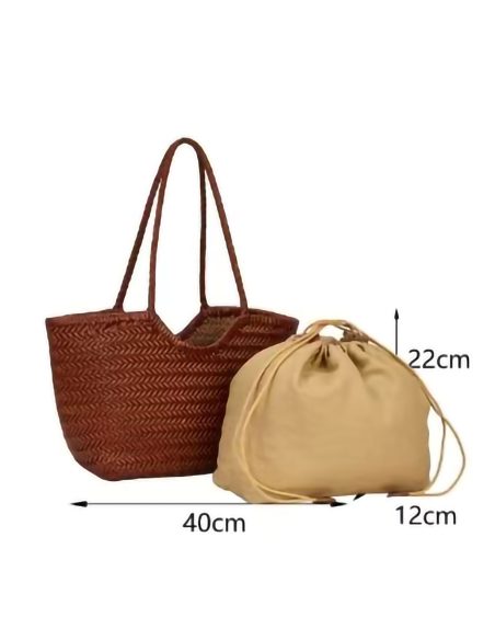 Bolso de hombro trenzado piel con bolsa interior