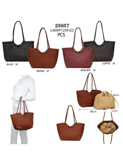 Bolso de hombro trenzado piel con bolsa interior 2