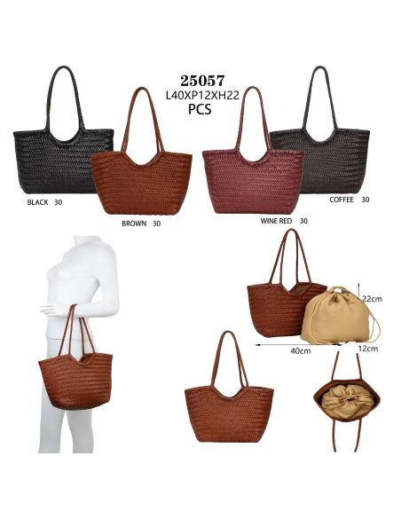 Bolso de hombro trenzado piel con bolsa interior