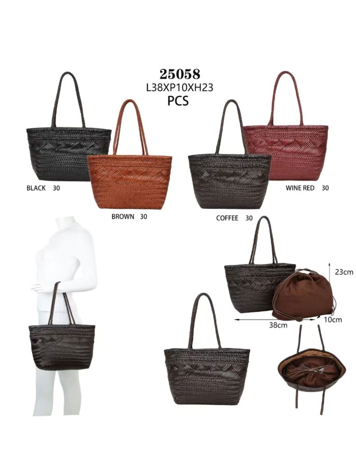 Bolso shopper trenzado piel con bolsa interior