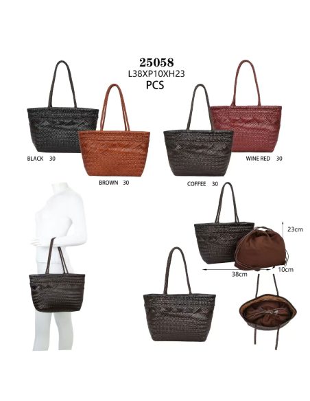 Bolso shopper trenzado piel con bolsa interior