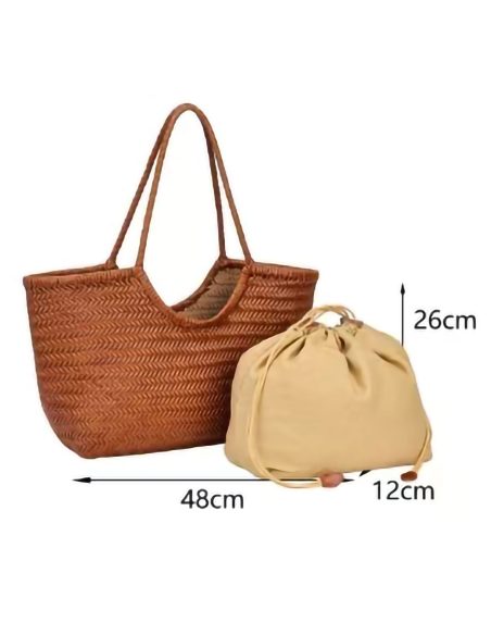 Bolso shopper trenzado piel extra grande con bolsa interior