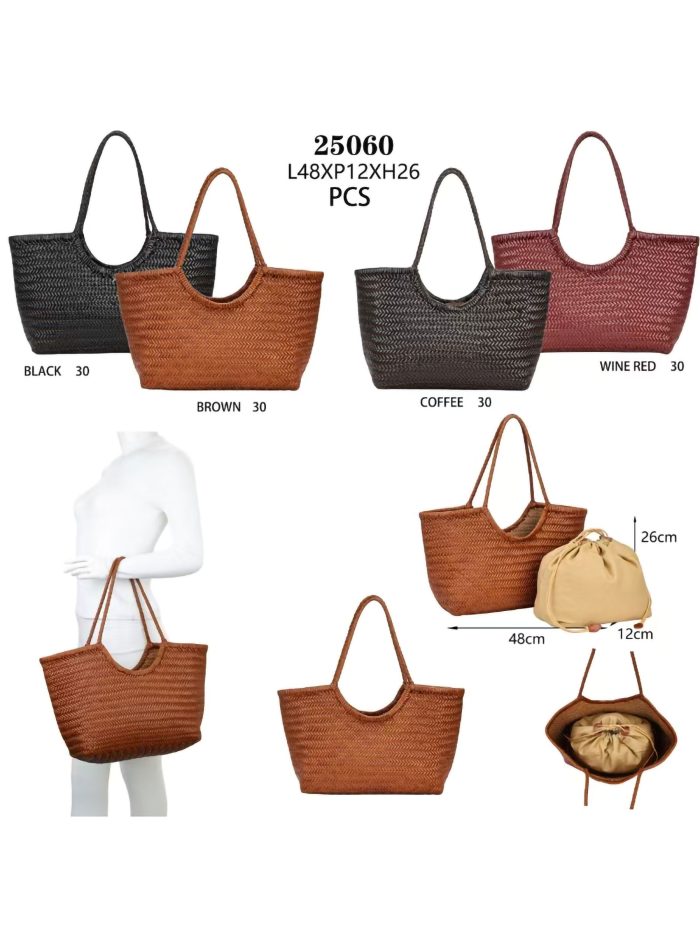 Bolso shopper trenzado piel extra grande con bolsa interior