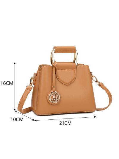 Bolso de mano mini con asa rígida y medallón