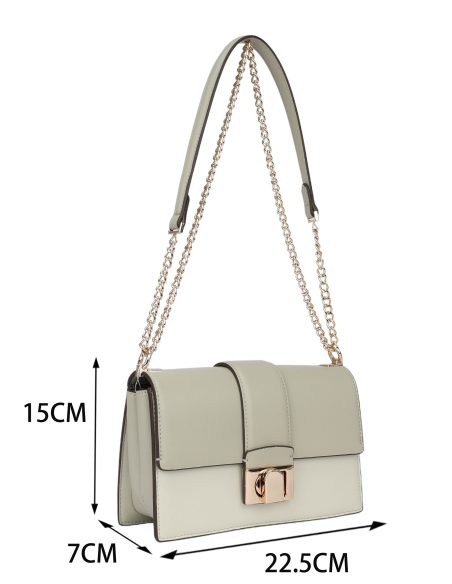 Zweifarbige Kettentasche mit Metallverschluss