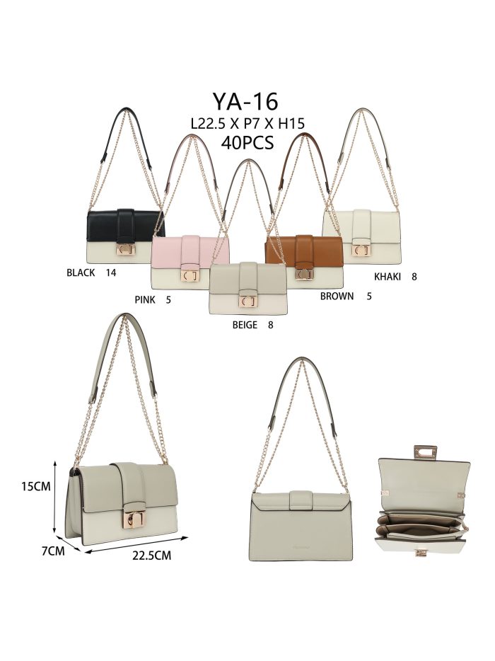 Zweifarbige Kettentasche mit Metallverschluss