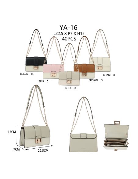 Zweifarbige Kettentasche mit Metallverschluss