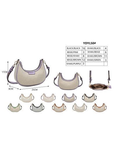 Bolso bandolera media luna de lona con ribete a contraste 2