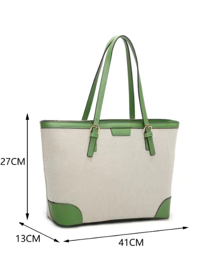 Bolso shopper de lona con ribete a contraste