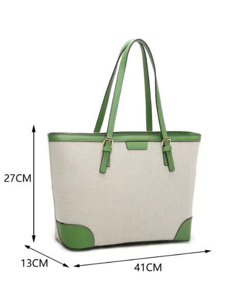 Bolso shopper de lona con ribete a contraste