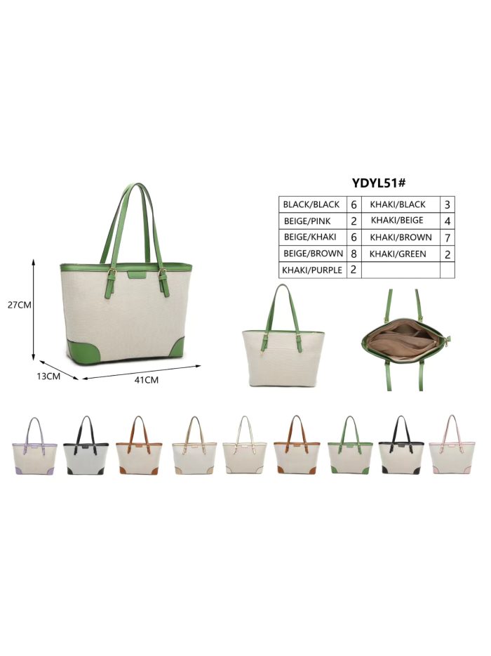 Bolso shopper de lona con ribete a contraste