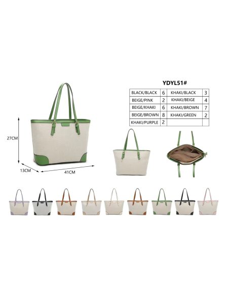 Bolso shopper de lona con ribete a contraste