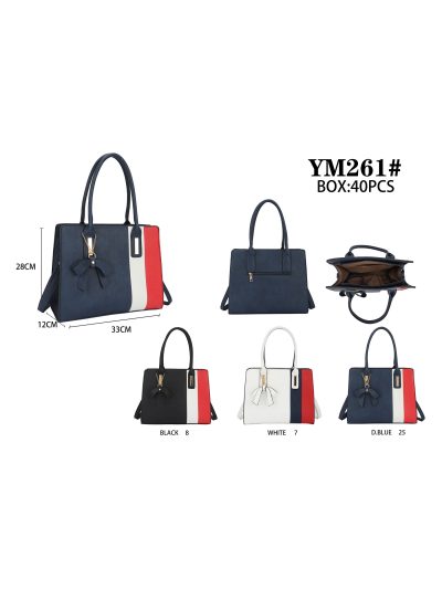 Bolso tote tricolor con lazo colgante 2