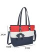 Bolso shopper tricolor con lazo colgante