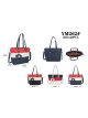 Bolso shopper tricolor con lazo colgante
