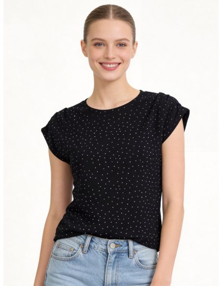 Camiseta algodón brillos strass