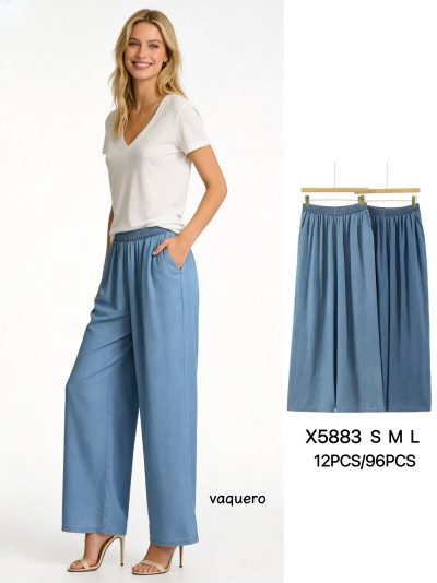 Pantalón wide leg símil denim pierna ancha bolsillos 2