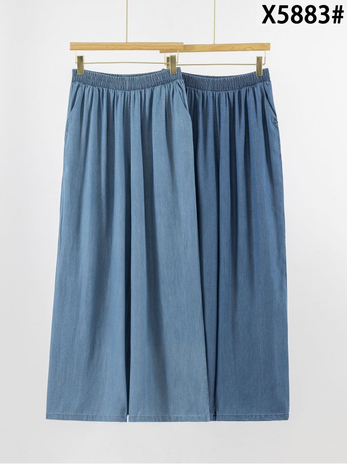 Pantalón wide leg símil denim pierna ancha bolsillos