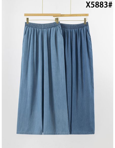Pantalón wide leg símil denim pierna ancha bolsillos