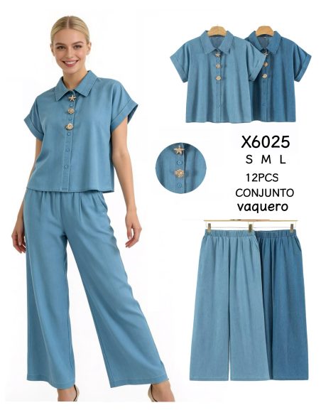 Ensemble effet denim : Chemise à appliqués nautiques + Pantalon