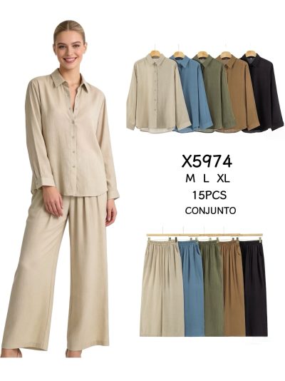 Conjunto camisa efecto arrugada + pantalón 2