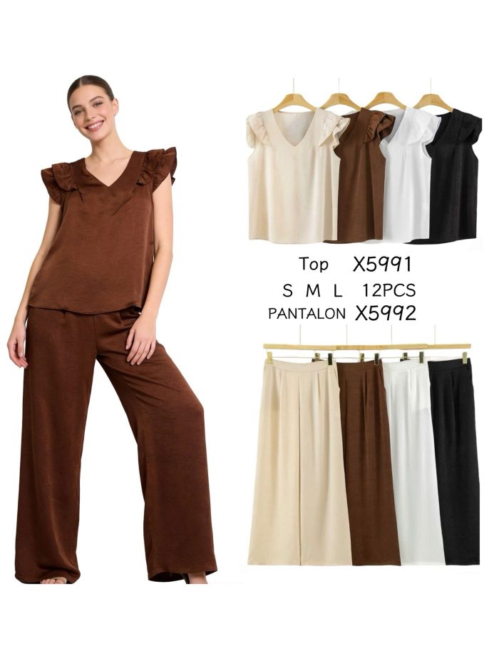 Rüschentop mit V-Ausschnitt