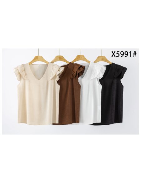 Rüschentop mit V-Ausschnitt