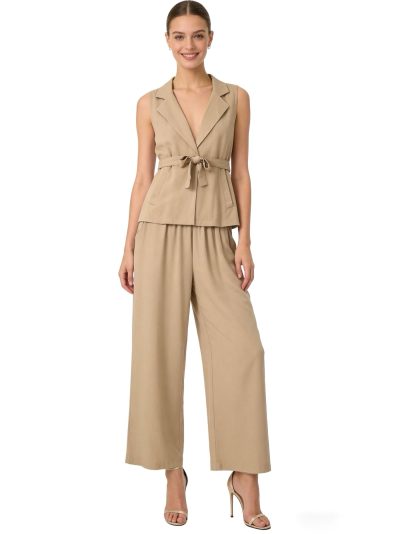 Conjunto chaleco tipo blazer + pantalón ancho