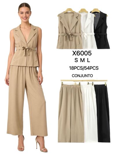 Conjunto chaleco tipo blazer + pantalón ancho 2