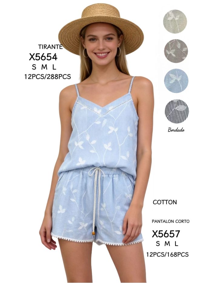 Short bordado hojas puntillas