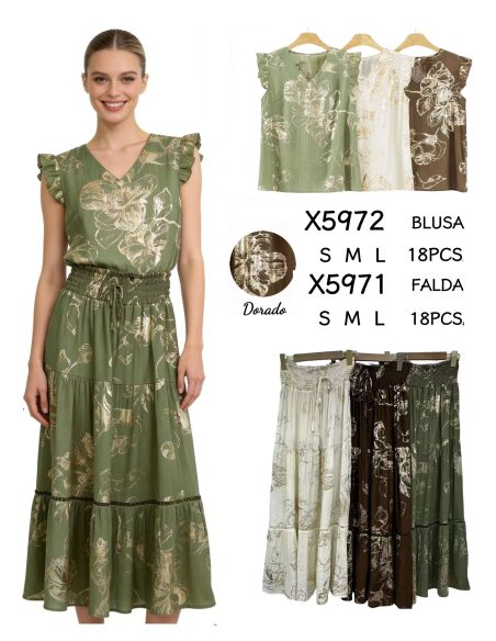 Haut fleuri effet doré | DB-X5972 | B2B | Esbeautiful