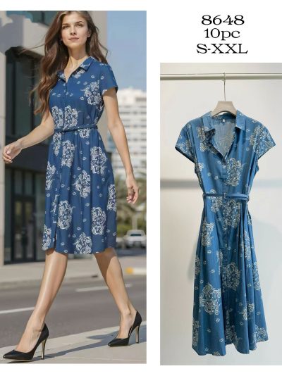 Vestido camisero estampado cachemir con cinturón 2