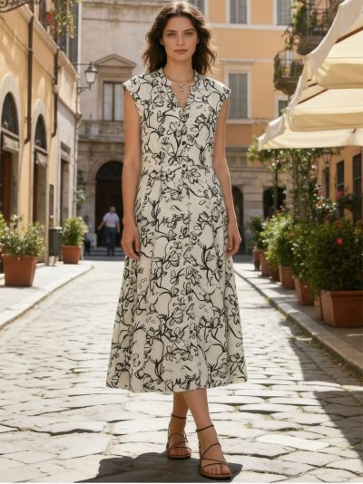 Vestido midi estampado floral