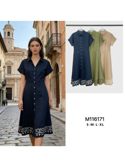 Vestido camisero cenefa en contraste 2