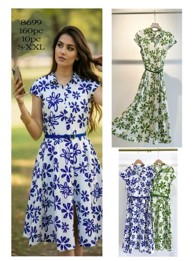 Vestido camisero estampado floral cinturón 2