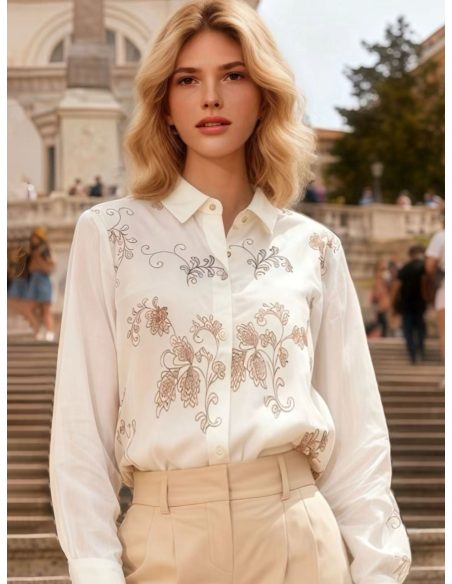 Camisa bordada floral