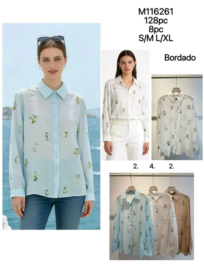 Shirt with mini floral embroidery