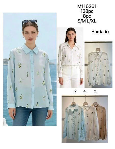 Shirt with mini floral embroidery