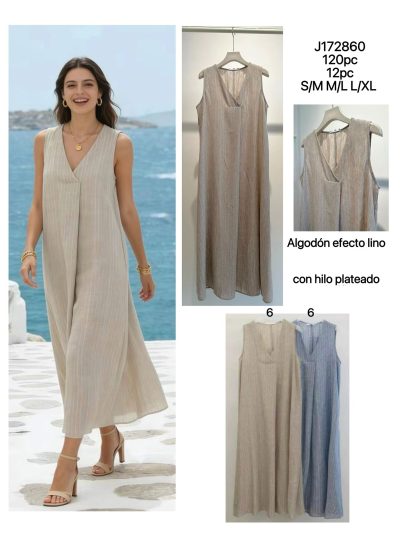 Vestido efecto lino con hilo plateado 2