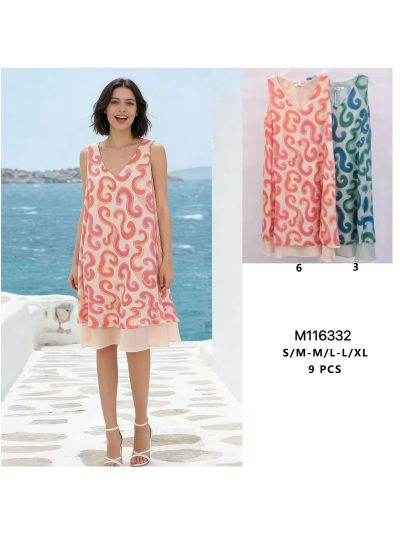 Vestido sin mangas estampado ondas bajo doble 2