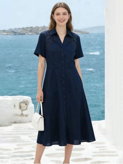 robe chemise longue brodée