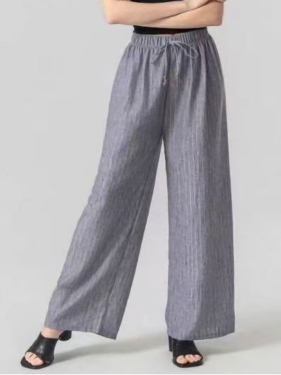 Pantalón efecto lino hilo plateado