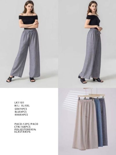 Pantalón efecto lino hilo plateado 2