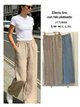 Pantaloni effetto lino con filo argentato