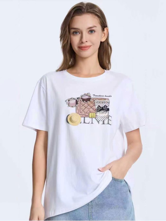 Camiseta oversize estampado accesorios de moda