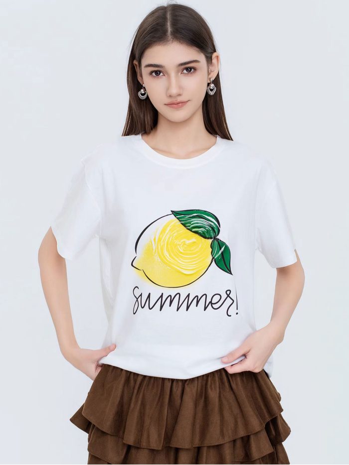 Camiseta oversize estampado limón "Summer"