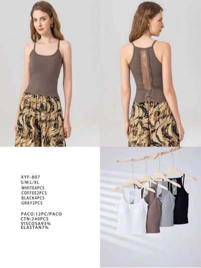 Camiseta de tirantes canalé espalda de encaje 2